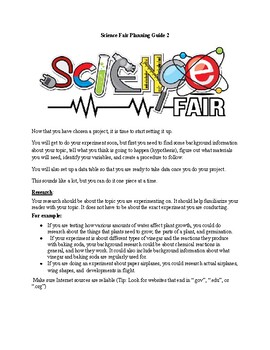 research plan science fair