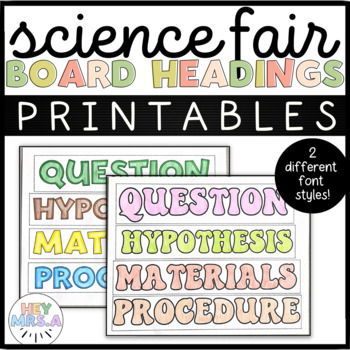 Preview of Science Fair Project Board Headings for Board Display