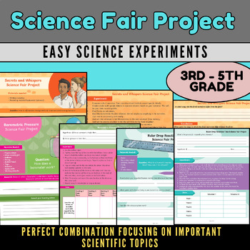 Preview of Science Fair Project,Easy Science Experiments for  3rd to 5th grade ,printable