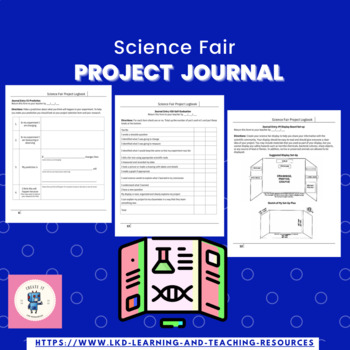 Preview of Science Fair Project Journal/Logbook and labels curly font