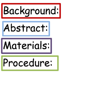 Preview of Science Fair Project Labels Headings