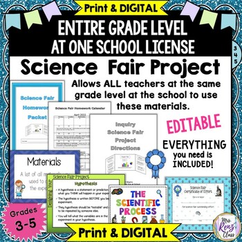 Preview of Science Fair Project for All Teachers at One Grade Level License