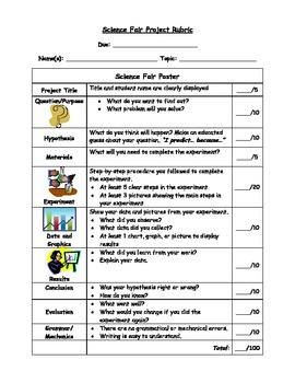 Preview of Science Fair Rubric- with pictures