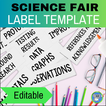 Preview of Science Fair Board Project Labels And Title Template | Editable For Student Use