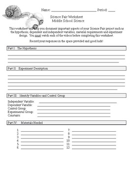 Science Fair Worksheet by Mr Ts Science Emporium | TpT