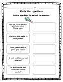 Science Fair Write the Hypothesis Worksheet