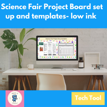 Preview of Science Fair board graphic organizer and guide, google slides, low ink