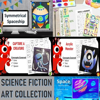 Preview of Science Fiction Art Collection: Space Ship, Planets, Creatures, Monsters, Robot)