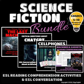 Preview of Science Fiction: ESL ELA Reading Comprehension & Conversation Cards for Speaking