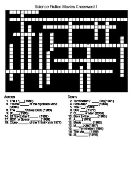 Science Fiction Movie Titles Crossword and Word Search Puzzles TPT