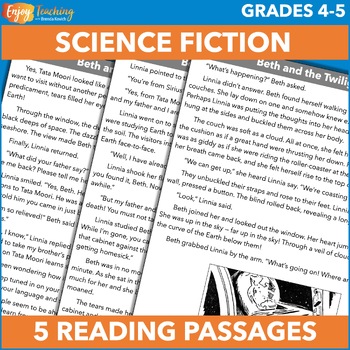 Preview of Science Fiction Reading Passages – 5 Sci-Fi Stories & Questions 4th & 5th Grade