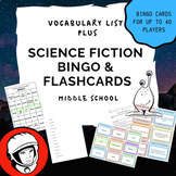 Science Fiction Bingo & Flash cards+ vocabulary & worksheets