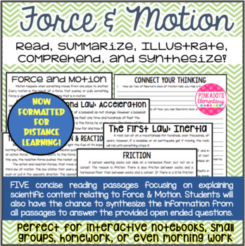 Preview of Force & Motion/ Newton's Laws! Articles w/ Paired Questions! NEW *DIGITAL* Links