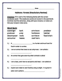 Science - Forest Habitats - Vocabulary Review