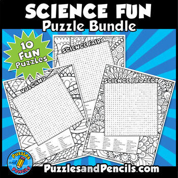 Preview of Science Fun Word Search Puzzle with Coloring BUNDLE | 10 Wordsearch Puzzles