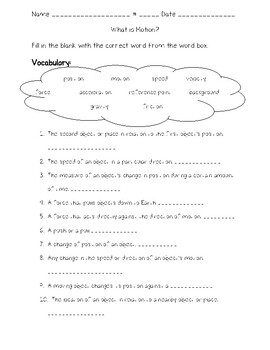 Preview of Science Fusion - 4th Grade - Unit 11 - Lesson 1 - What is Motion?