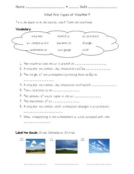 Preview of Science Fusion - 4th Grade - Unit 5 - Lesson 2 - What Are Types of Weather?