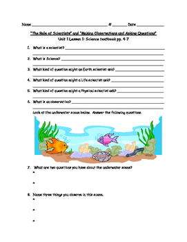 Science Fusion 4th grade Science Printables Unit 1 - FREE by Mighty Erudite