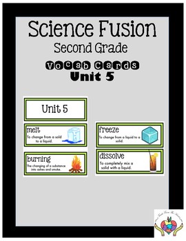 Preview of Science Fusion Vocabulary Cards Second Grade Unit 5