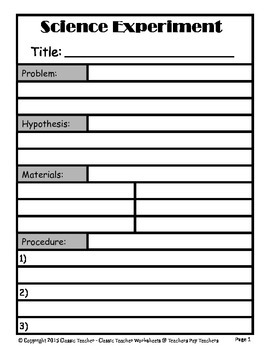 Generic Science Experiment Template - Grades 4-12 (4th-12th Grade