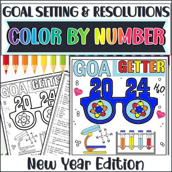 Preview of Science Goal Setting & Resolutions Color by Number |New Year's 2024 Activity