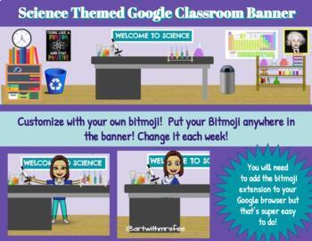 Preview of Science Google Classroom Banner- customize with your own Bitmoji!