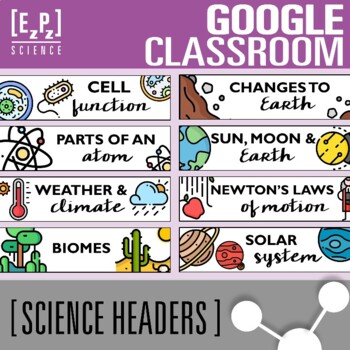 Preview of Science Google Classroom Headers and Science Google Form Headers 