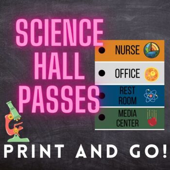 Preview of Science Hall Passes (Nurse, Office, Restroom, Media Center) Printable