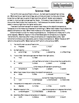 science heat reading comprehension by suzanne g tpt