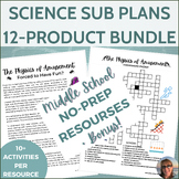 Middle School Science Sub Plan Lessons Bundle 12 Resources