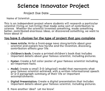 Preview of Science Innovator Project