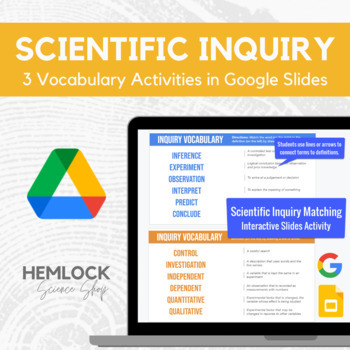 Preview of Science Inquiry Vocabulary - Matching Activity in Slides | REMOTE LEARNING