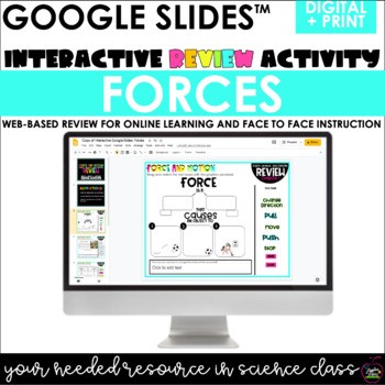 Preview of Science Interactive Google Slides | FORCES REVIEW | Distance Learning