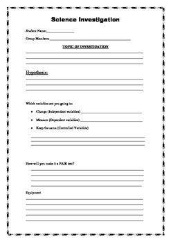 Science Investigation Template by Astlac | Teachers Pay Teachers
