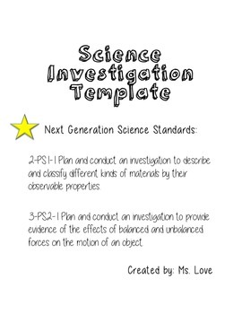 Preview of NGSS Science Investigation Template