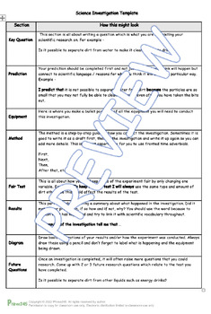 Preview of Science Investigation Write-up Template KS2
