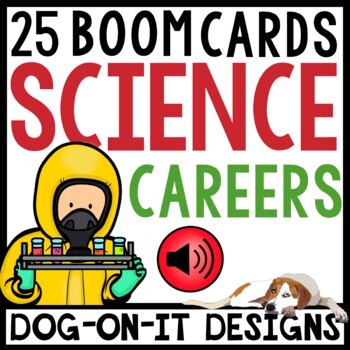 Preview of Careers In Science STEM Boom Cards with Audio and Worksheets