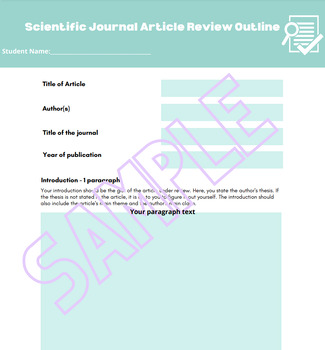 Preview of Science Journal Article Review Outline