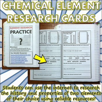 Preview of Science Journal: Element Research Cards