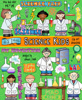 Preview of Science Kids Clip Art for Teachers, Labs and Experiments by DJ Inkers