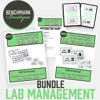Preview of Science Lab Classroom Management Bundle Lab Group 1-20 and Lab Roles Digital/PDF
