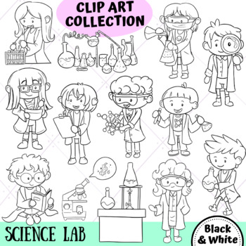 Preview of Science Lab Clip Art Collection (BLACK AND WHITE ONLY)