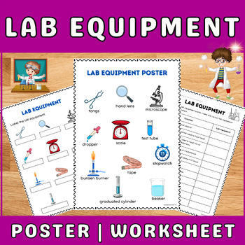 Science Lab Equipment Poster and Worksheet | Functions of Lab Equipment ...