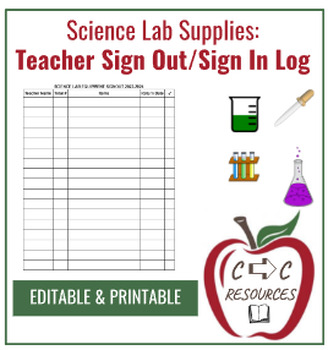 Preview of Science Lab Equipment Teacher Signout Editable Google Doc