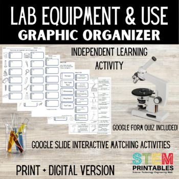 Preview of Science Lab Equipment & Uses Graphic Organizer + Distance Learning Version