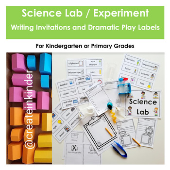 Preview of Science Lab / Experiment Writing Invitations and Dramatic Play Labels