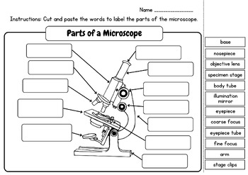 Science Lab - Label the Parts of Microscope: Posters & Worksheets