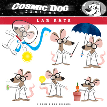 Science Clip Art Lab Rats Fun Cartoon Characters by Cosmic Dog Designs