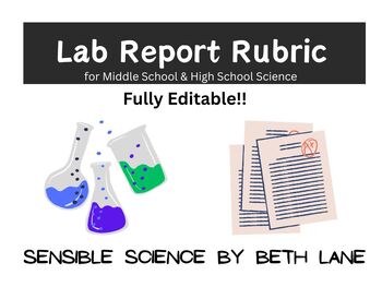 Preview of Science Lab Report Rubric- Fully Editable- High School Science