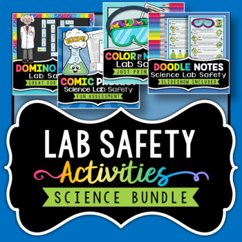 Preview of Science Lab Safety Activities Bundle | Doodle Notes | Color By Number, Project